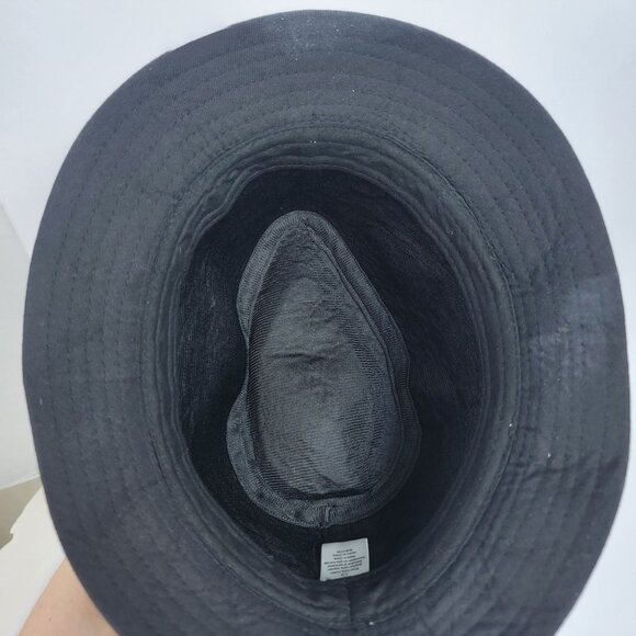 Mens Black Short Brimmed‎ Fedora Hat Cap Edgy Punk Skull Androgynous - Picture 6 of 8